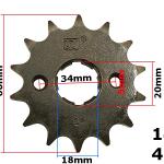 Lánckerék első 428 14t 20mm-es tengelyre