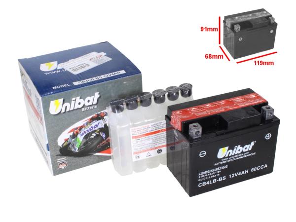 Akkumulátor UNIBAT CB4L-BS P + (KARBANTARTÁS MENTES)