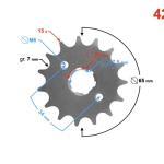Lánckerék első 428 15 fogas 20mm vastag tengelyre - Moretti