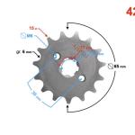 Lánckerék első 420 15 fogas 17mm-es tengelyre - Moretti