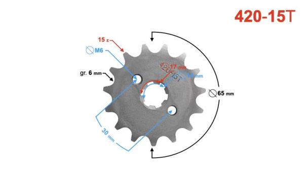 Lánckerék első 420 15 fogas 17mm-es tengelyre - Moretti