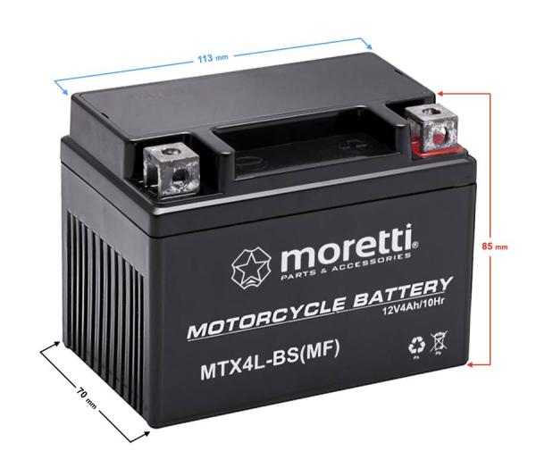 Akkumulátor 12V 4AH Zselés, AGM (MTX4L-BS) - Moretti