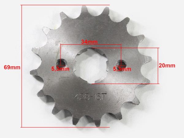 Első lánckerék 428 16T, 20 mm-es tengelyre (ATV CG 250) 2.