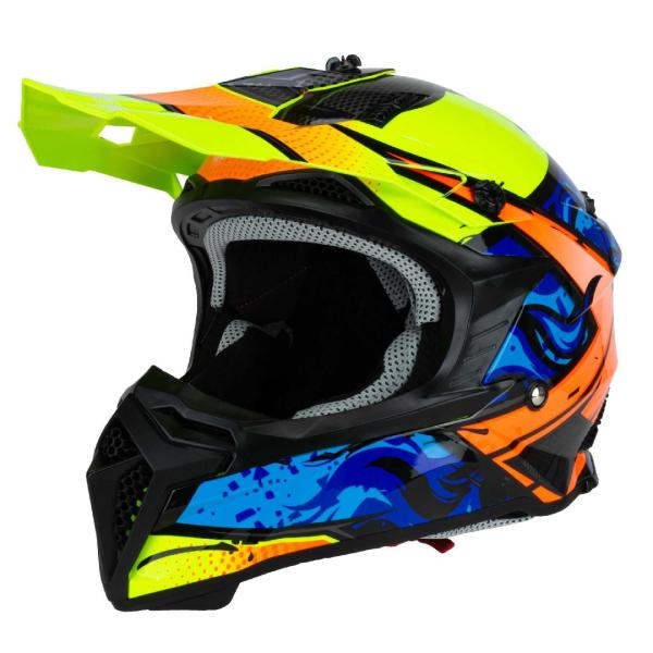 Horn H304 Enduro Cross Bukósisak - (Sárga-Kék-Narancs)