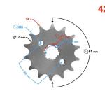 Lánckerék első 428 14T 17mm-es tengelyre