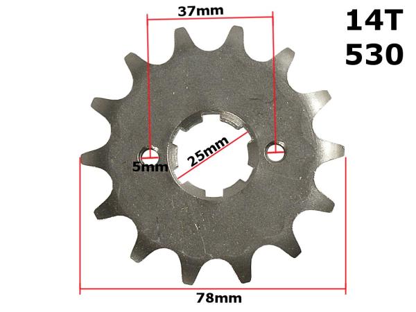 Lánckerék első 530 14fogas 25mm-es tengelyre ATV/ Quad 150ccm
