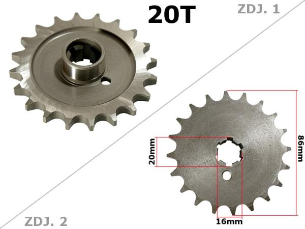 Első lánckerék 428 20T, 20mm-es tengelyre MZ ETZ 250 (Made in Poland)