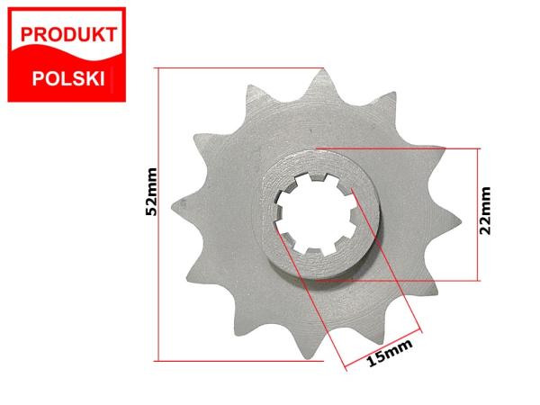 Első lánckerék 415 12T, 15mm-es tengelyre Romet (Made in Poland)