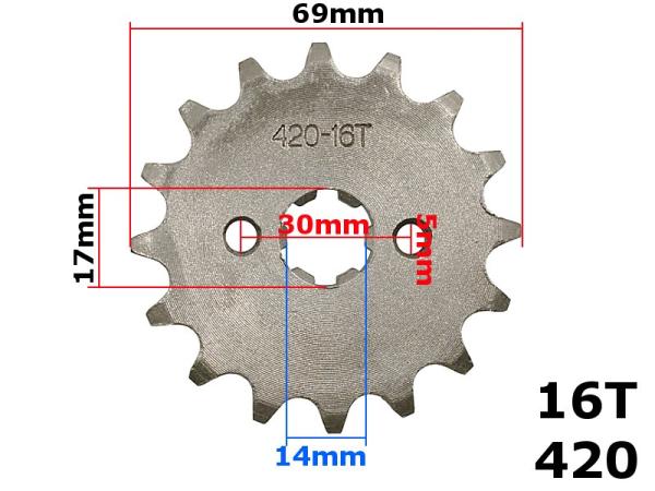 Lánckerék első 420 16 fogas 17mm-es tengelyre