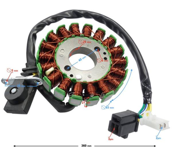 Gyújtás alaplap állórész Barton Falcon 125, 18 tekercses - Moretti
