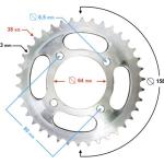 Hátsó lánckerék 428, 38T Barton TZ125 - Moretti