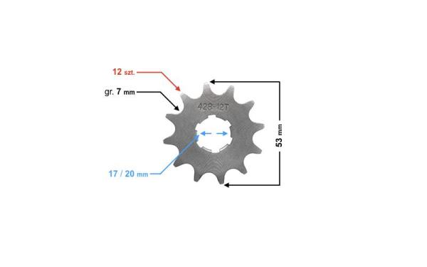 Első lánckerék 428, 12T WSK 125 - Moretti