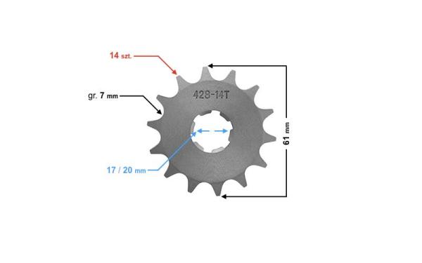Első lánckerék 428, 14T WSK 125 - Moretti