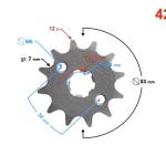 Első lánckerék 428, 12T 17mm-es tengelyre - Moretti