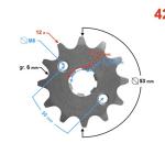 Első lánckerék 420, 12T 17mm-es tengelyre - Moretti