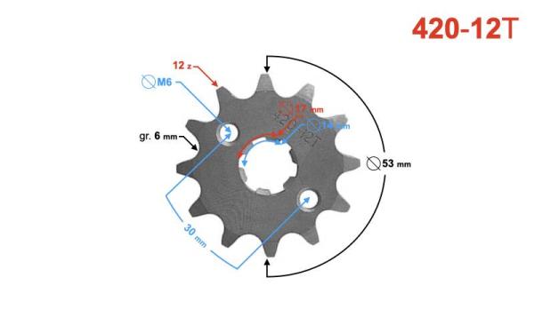 Első lánckerék 420, 12T 17mm-es tengelyre - Moretti
