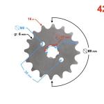 Első lánckerék 420, 16T 17mm-es tengelyre - Moretti