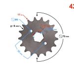 Első lánckerék 420, 17T 17mm-es tengelyre - Moretti