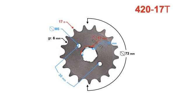 Első lánckerék 420, 17T 17mm-es tengelyre - Moretti