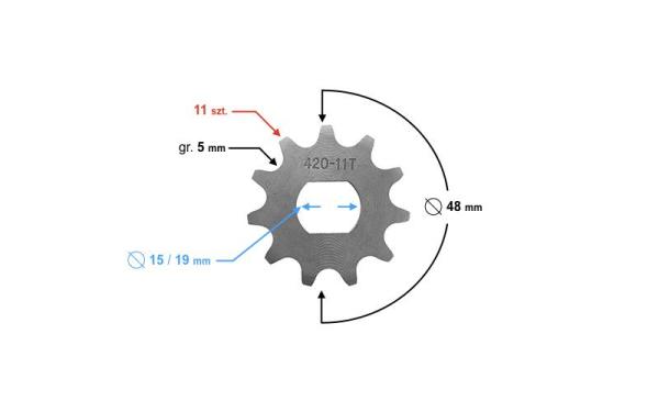 Első lánckerék 420, 11T 19mm-es tengelyre Simson - Moretti