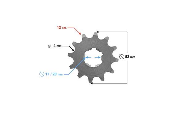 Első lánckerék 415, 12T 20mm-es tengelyre Jawa - Moretti