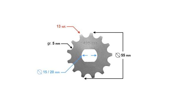 Első lánckerék 420, 13T 20mm-es tengelyre Simson - Moretti