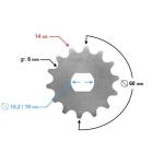 Első lánckerék 420, 14T 19mm-es tengelyre Simson - Moretti