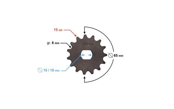 Első lánckerék 420, 15T 19mm-es tengelyre Simson - Moretti