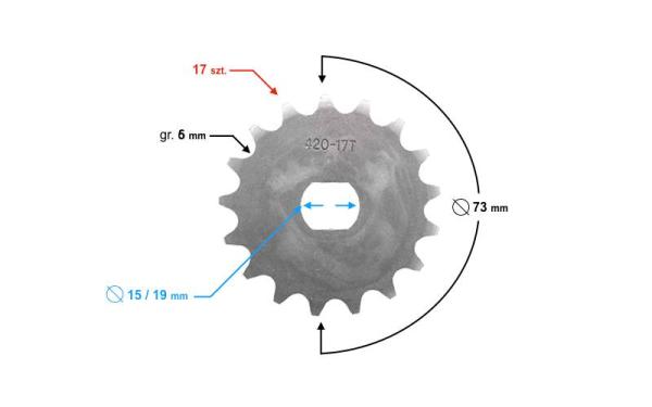 Első lánckerék 420, 17T 19mm-es tengelyre Simson - Moretti