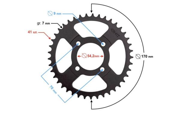 Hátsó lánckerék 428, 41T Barton Active - Moretti