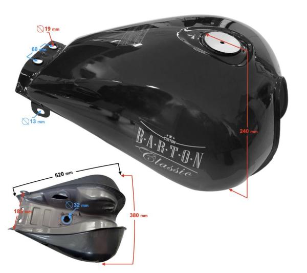 Benzintank Barton Classic 125 (E5) (fekete) - Moretti