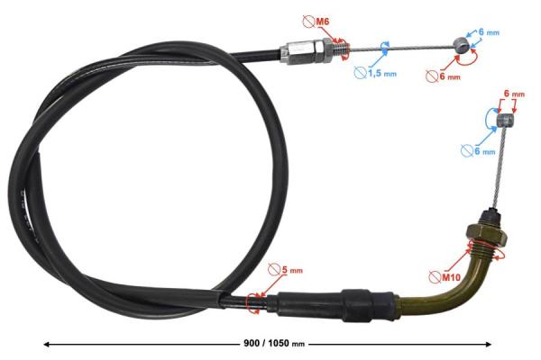Gázbowden 105cm Barton Classic 125 E5 - Moretti