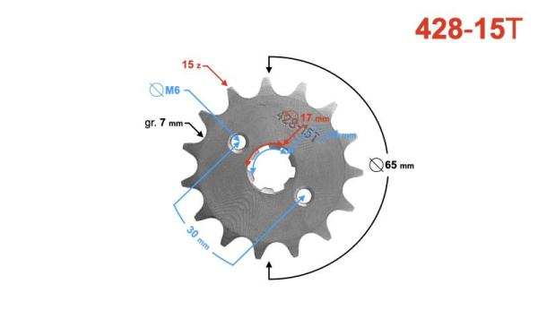 Lánckerék első 428 15T - Moretti