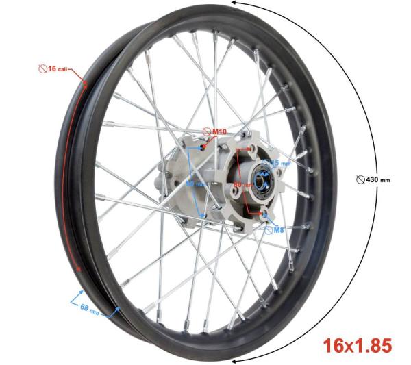 Hátsó felni küllővel 1.85-16" Barton NXT 150 - Moretti