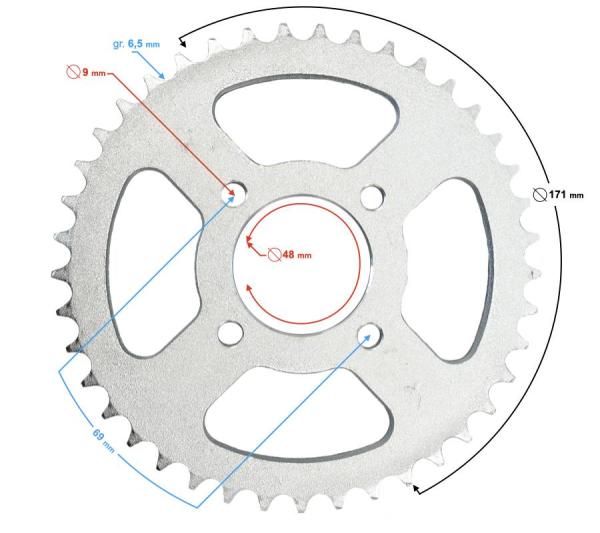 Hátsó lánckerék 428 41T ATV/ Quad Barton Rocky/ Thor 125