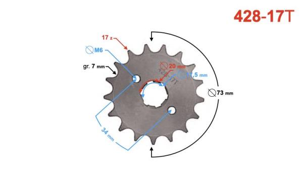 Első lánckerék 428, 17T Barton TZ 125 - Moretti
