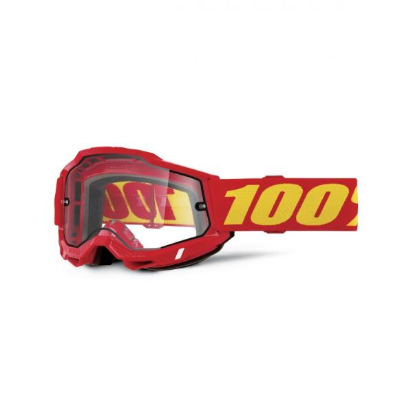 100% - Accuri 2 Szemüveg - Enduro Moto Piros - Átlátszó plexivel