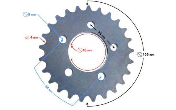 Lánckerék első 428, 25 fogas - Moretti