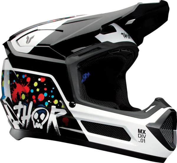 Thor Fleet Splat Junior Gyerek Cross Bukósisak (Fekete - Fehér)