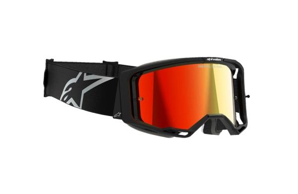 Alpinestars Vision 8 Corp Cross szemüveg - Fekete (Piros tükrös plexivel)