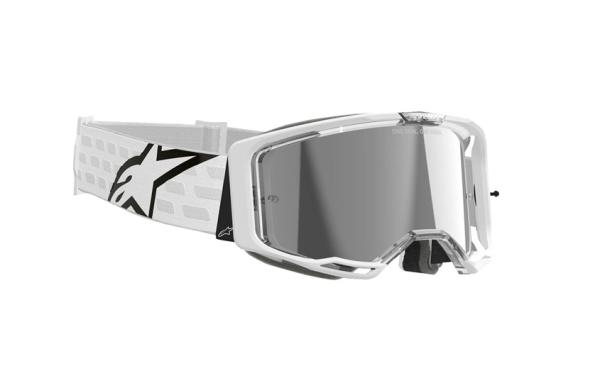 Alpinestars Vision 8 Corp Cross szemüveg - Fehér (Ezüst tükrös plexivel)