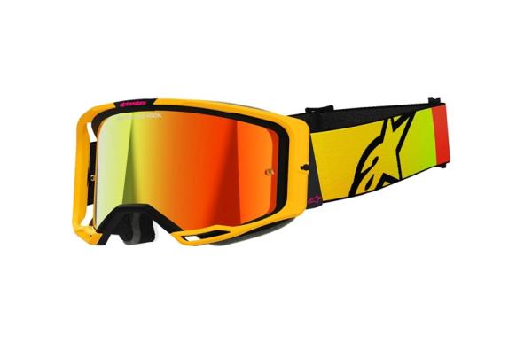 Alpinestars Vision 8 Corp Cross szemüveg - Sárga - Rózsaszín (Piros tükrös plexivel)