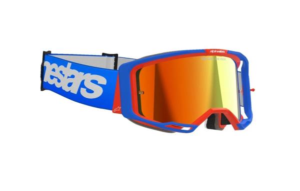 Alpinestars Vision 8 Wordmark Cross szemüveg - Kék (Piros tükrös plexivel)