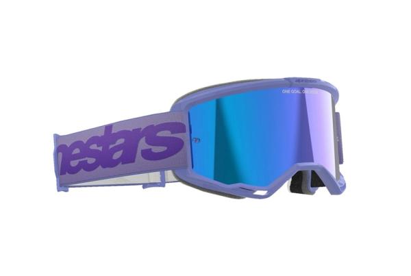 Alpinestars Vision 5 Wordmark Cross szemüveg - Lila (Kék tükrös plexivel)