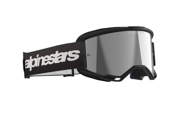 Alpinestars Vision 3 Wordmark Cross szemüveg - Fekete (Ezüst tükrös plexivel)