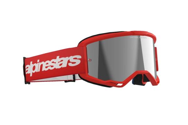 Alpinestars Vision 3 Wordmark Cross szemüveg - Piros (Ezüst tükrös plexivel)