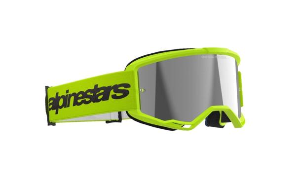 Alpinestars Vision 3 Wordmark Cross szemüveg - Sárga (Ezüst tükrös plexivel)