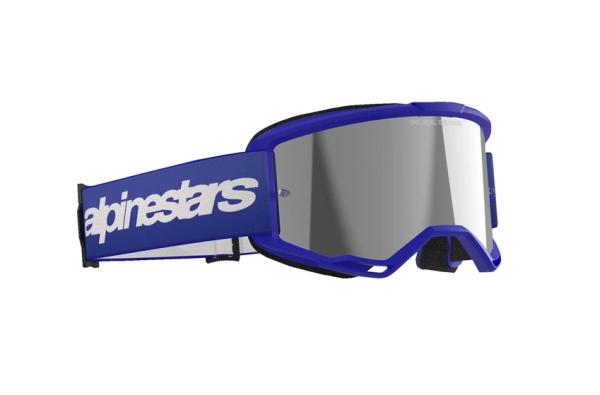 Alpinestars Vision 3 Wordmark Cross szemüveg - Kék (Ezüst tükrös plexivel)