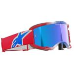 Alpinestars Vision 5 Corp Cross szemüveg - Piros - Kék (Kék tükrös plexivel)