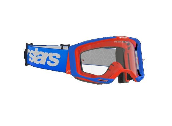 Alpinestars Vision 8 Wordmark Cross szemüveg - Kék - Piros (Átlátszó plexivel)